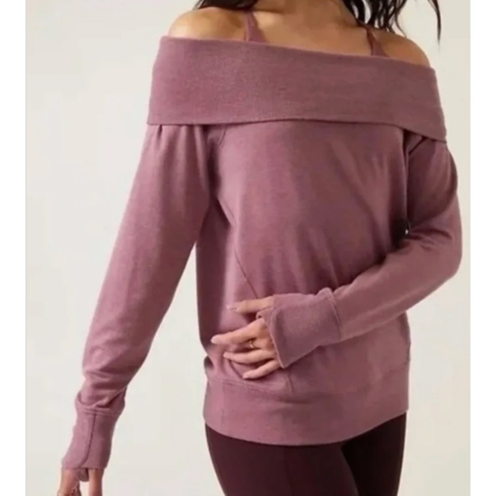 ATHLETA Studio Barre Sweatshirt Dark Sugar Plum Heather Size XS $79 882491